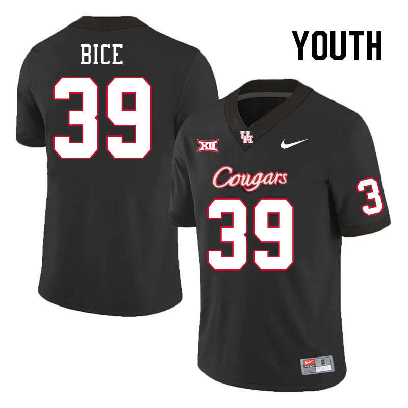 Youth #39 Austin Bice Houston Cougars College Football Jerseys Stitched-Black